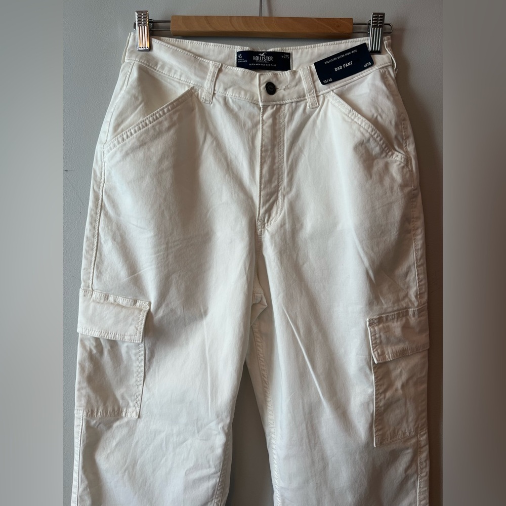 Hollister White Cargo Dad Pants